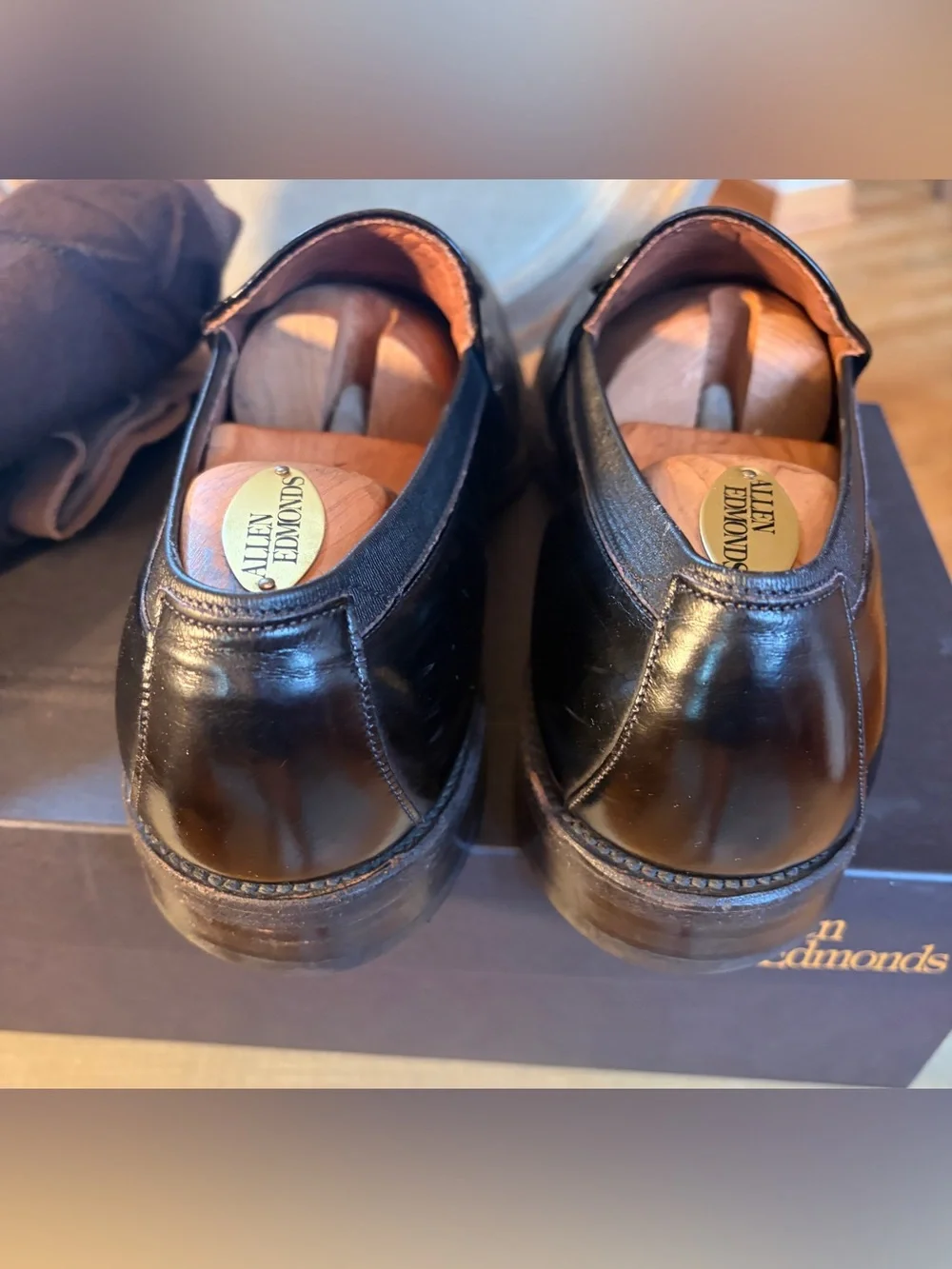 Allen Edmonds men's Ethan All Leather Tassel Loafers 10C Black WITH BOX